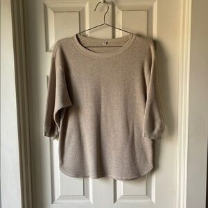 Uniqlo Oatmeal Beige Waffle Knit Half Sleeve Tee